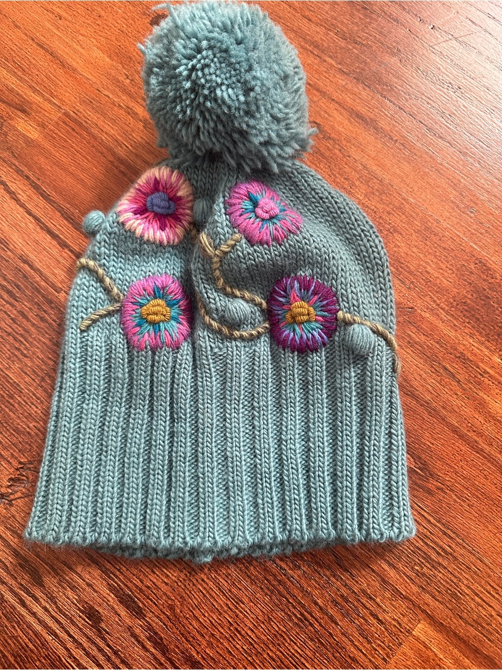 Sundance Catalog Embroidered Floral 100% Wool “Tranquil Blooms Beanie” Hat